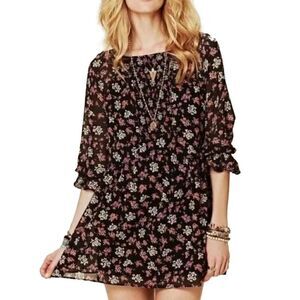 Free People Black Floral Court me with Flowers Dress - 4 (small) ($128)